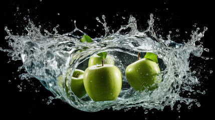 apple water splashes in a wave pattern.