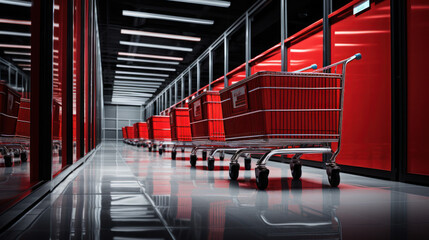 Red Boxes in a trolley in the shopping mall