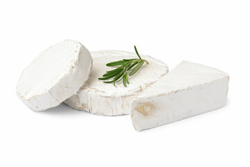 Tasty Camembert cheese on white background