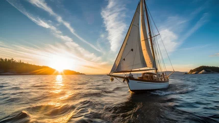 Wandaufkleber Modern yacht sailing in the sea © Borin