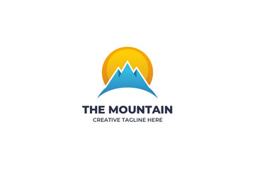 Mountain and sun nature outdoor logo