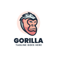 Vector Logo Illustration Gorilla Mascot Cartoon Style.