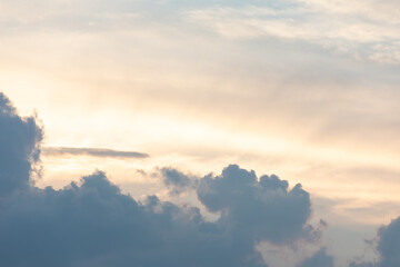 Sunset, the sky covered with magnificent clouds.