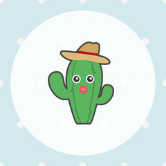 cactus wearing a hat cartoon object for kids
