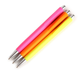 Fototapeta premium Colorful pens on white background
