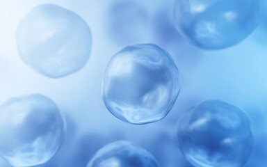 Blue soft liquid bubble background, 3d rendering.