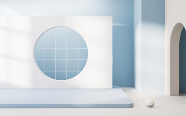 Empty room with geometry shapes, 3d rendering.