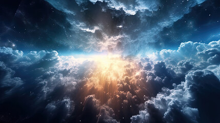 Thunderstorm with Menacing Dark Clouds and Flashes of Lightning Illuminated The Sky AI Generative