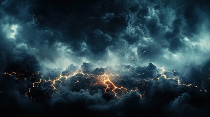 Gray Grunge Smoke Texture Dark Sky Black Night Cloud Moody Theme Thunderstorm Background AI Generative