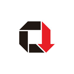 letter c down arrow simple geometric logo vector