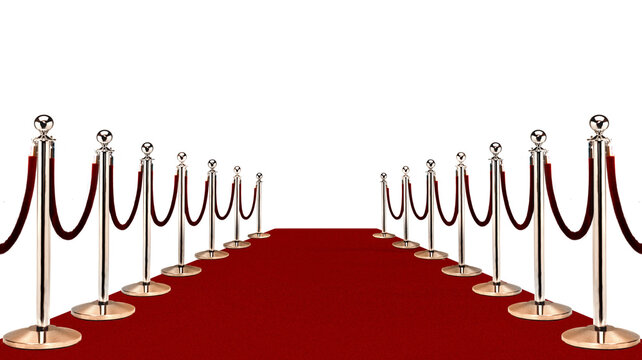 Red carpet with rope barriers 