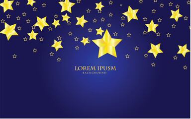 Abstract luxurious golden stars on a blue background, luxury stars with golden pattern background for your design, vector art illustration.
