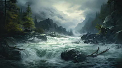 Gordijnen Fast Flowing River © Ziyan Yang