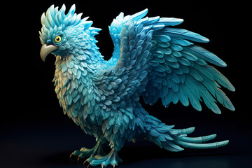 Obraz premium A blue-colored starry griffon on a black background. (Generative AI)