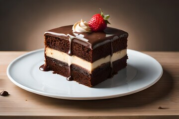 chocolate cake with strawberry generated by AI
