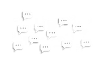 Digital png illustration of layered online chat speech bubbles on transparent background