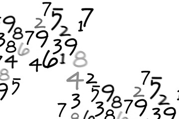 Digital png illustration of hand written black and grey numbers on transparent background