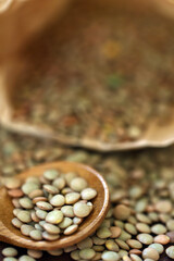 紙袋からこぼれ出るレンズ豆