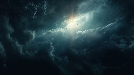 A Single Bright Star Shines Through Casting A Beam of Light on to a Turbulent Backdrop A Swirling Nebula Clouds of Thunderstorm AI Generative