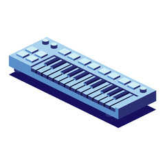 Isometric keyboard musical instrument. Electric synthesizer isolated on white background. 3d design element.