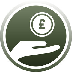 Digital png illustration of green circle with hand and pound symbol on transparent background