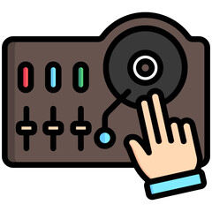 turntable icon often used in design, websites, or applications, banner, flyer to convey specific concepts related to music and multimedia