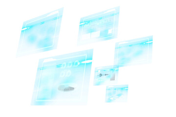 Digital png illustration of digital interface with data processing on transparent background