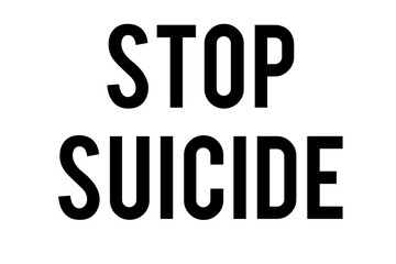 Digital png illustration of stop suicide text on transparent background