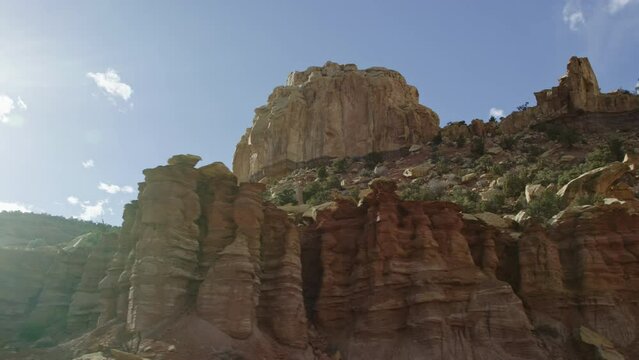 Incredible view of multiple rock formations and erosion evidence, sunflares