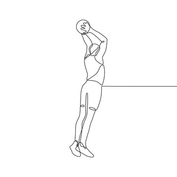 Continuous single-line art of a basketball player