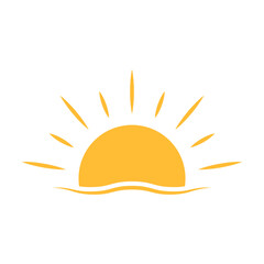 A half sun is setting downwards icon vector sunset concept for graphic design, logo, website, social media, mobile app, UI illustration