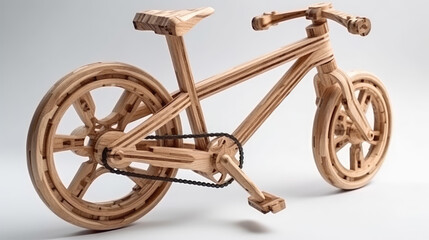 Fototapeta na wymiar Bicycle with a frame made out of wood