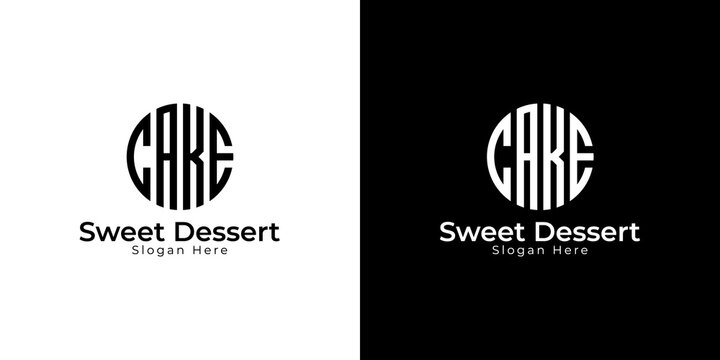 Word CAKE creative circle 4 Letters logo design vector