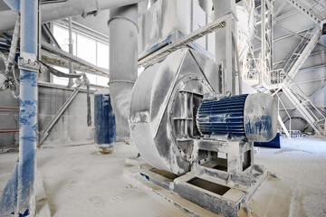 Operating air fan at modern factory for limestone production - 638274385