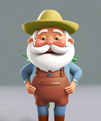 grandfather gardener cartoon food logo cute character mascot icon sign vector illustration 3d