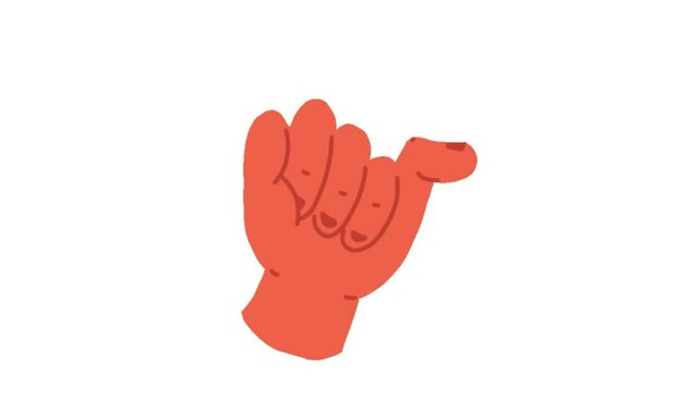 animation of a hand signaling call me
