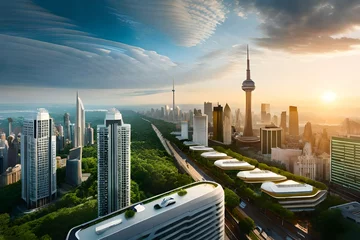 Cercles muraux Toronto sunrise over the city  Generative AI