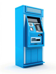 Blue ATM isolated on white background