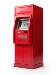 Red ATM isolated on white background