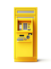 Yellow ATM isolated on white background