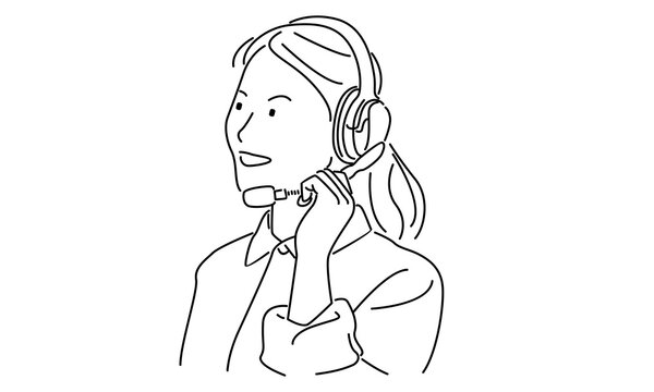 line art of woman customer service