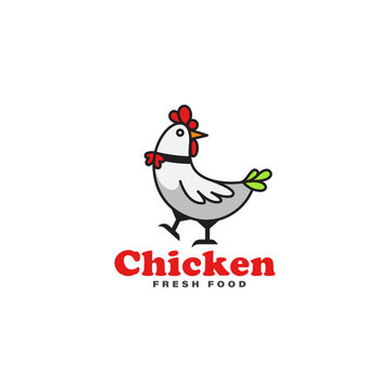 Chicken logo mascot organic food vector illustration
