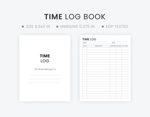 Fototapeta na wymiar Time log book template printable