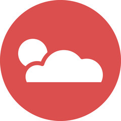 cloud and sun icon in simple circle.