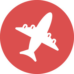 Airplane icon in simple circle.