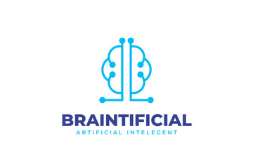 Brain idea smart digital Monoline Logo