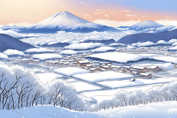 Hokkaido in winter in Japan. Generative AI - obrazy, fototapety, plakaty