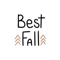 Best Fall handwriting text banner. Autumn words label. Vector illustration
