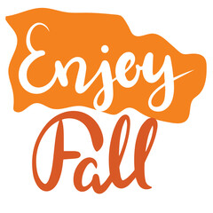 Enjoy Fall handwriting text banner. Autumn words label. Vector illustration