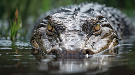 Obraz premium Alligator close-up at the moment of hunting